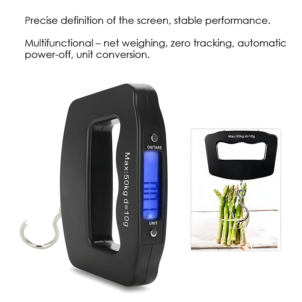 50kg/10g Digital Luggage Scale Electronic Portable Suitcase Travel Weighs with Backlight Electronic Travel Hanging Scales