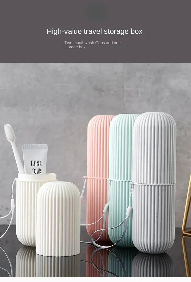 Travel Portable Toothbrush Cup Bathroom Toothpaste Holder Storage Case Box Organizer Travel Toiletries Household Storage Cup