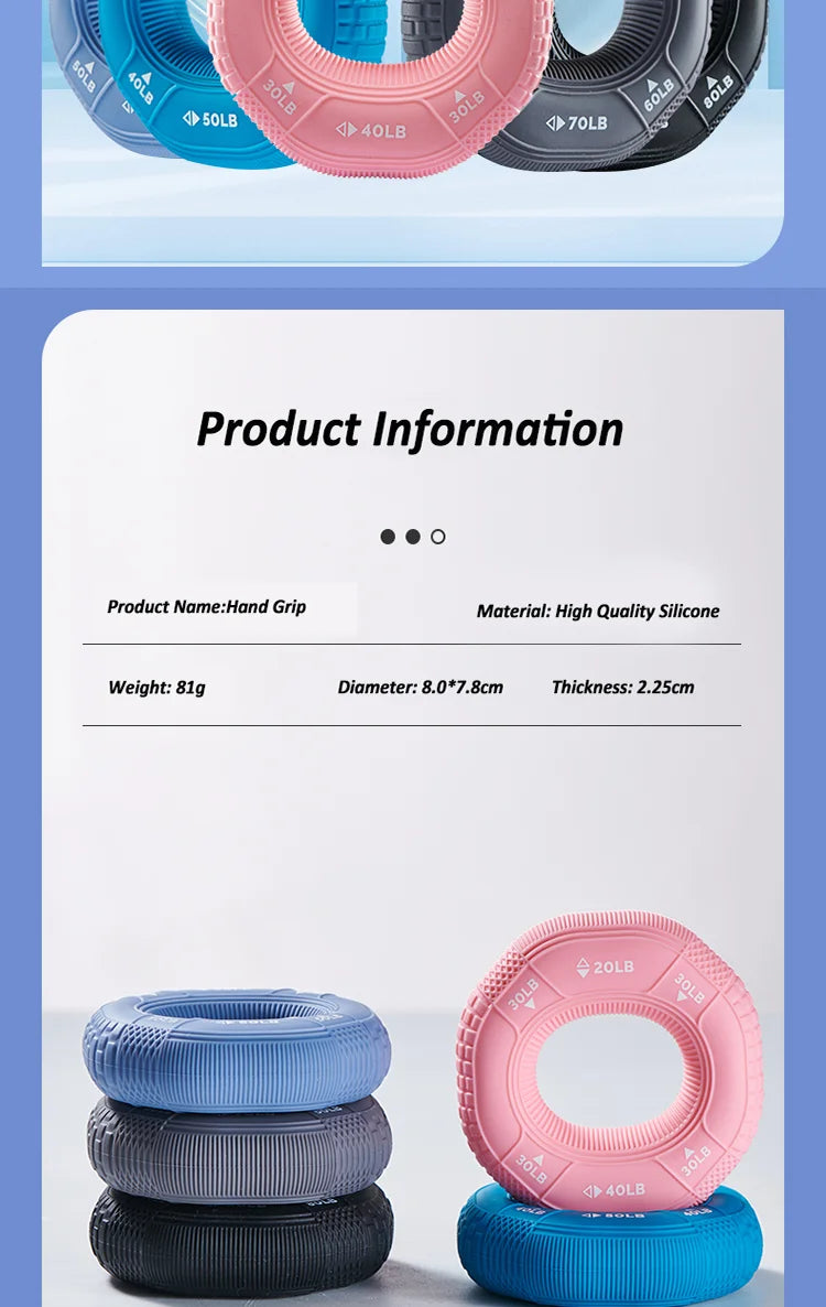 Silicone Adjustable 20-90LB Hand Grip Arm Strength Exercise Gripping Ring Fitness Gym Finger Forearm Trainer Carpal Expander
