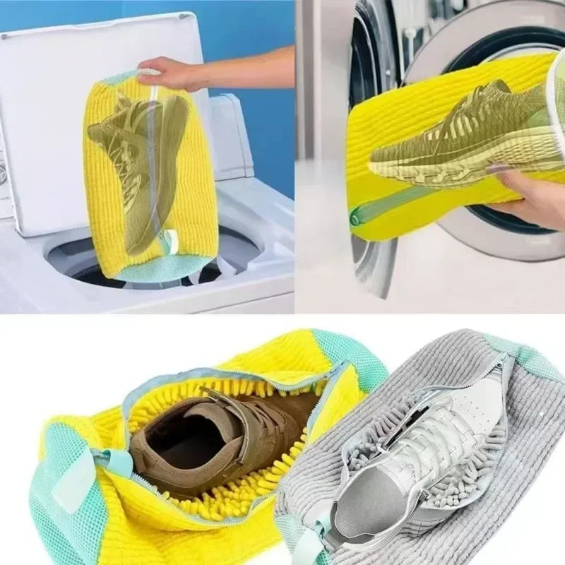 Washable Shoe Washing & Drying Bag with Soft Fiber - Durable Polyester Laundry Protector for Shoes laundry organizer