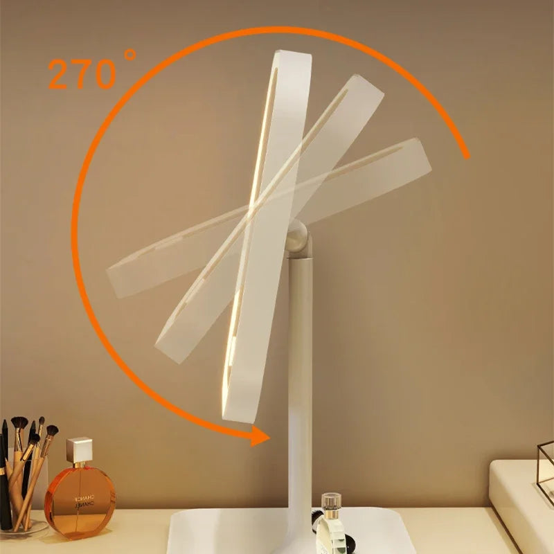 LED Vanity Mirror Intelligent Adjustable Three-color Light Vanity Mirror Desktop Fill Light Mirror One Touch Charging Model