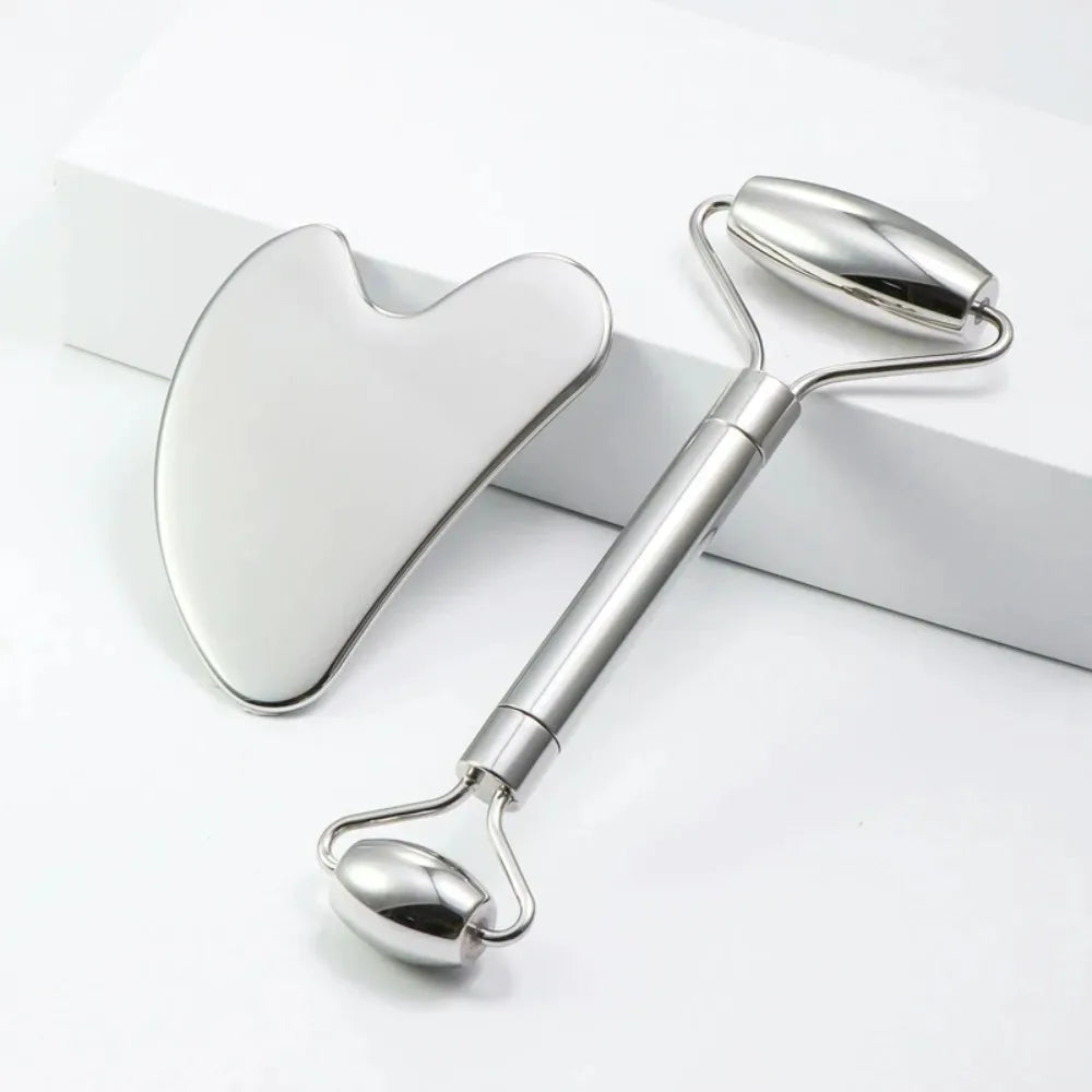 Ice Face Roller & Stainless Steel Gua Sha Tool Set, Facial Massager Ice Roller Skin Care Tool Beauty Set Beauty Skin Care Tools