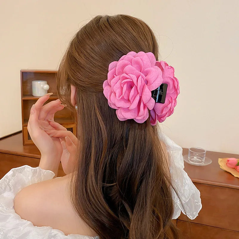 Fabric Rose Flower Hair Claw Clips For Women Girls Hair Clip Barrette Hairpins Hair Clamps Headwear Hair Accessories Gift