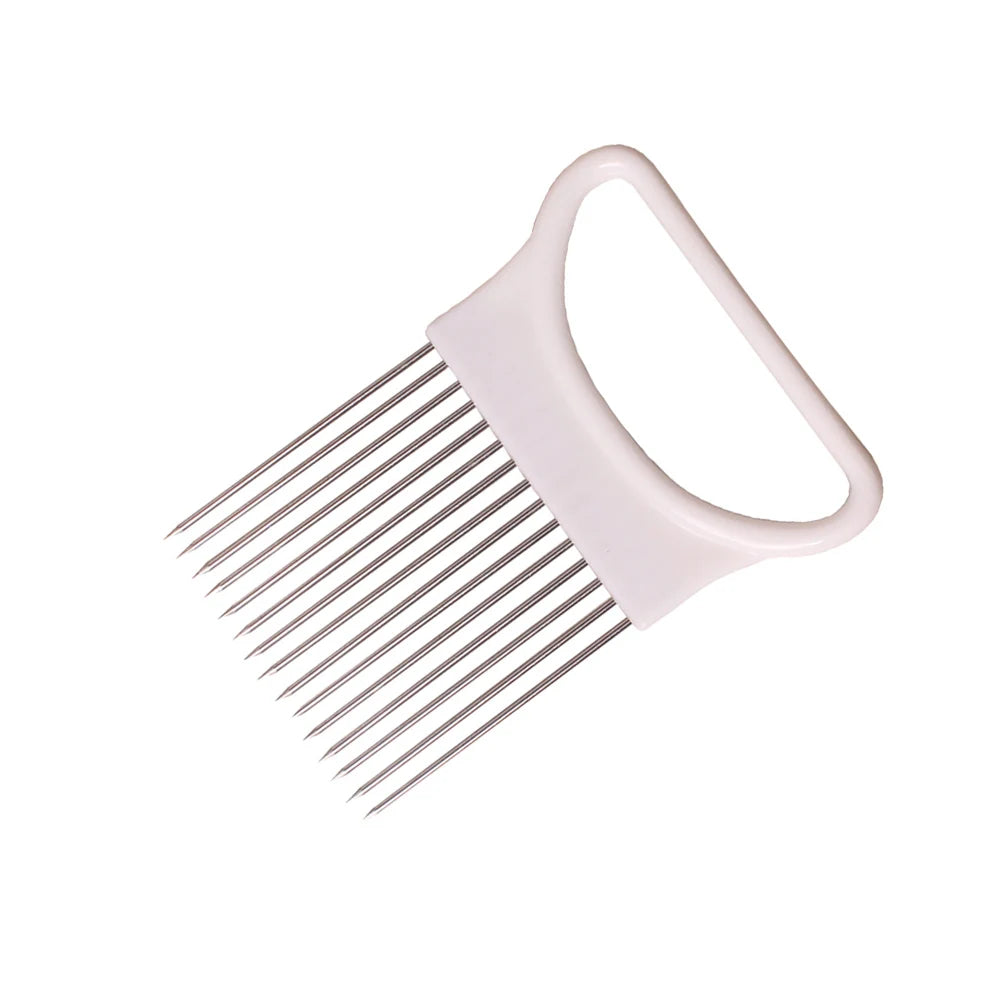Kitchen Accessories Tools Stainless Steel Onion Needle Onion Fork Vegetables Fruit Slicer Tomato Cutter Cutting Safe Aid Holder