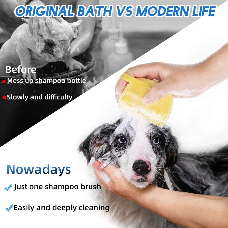 Cat Massage Comb Pet Dog Shampoo Brush 2.7oz 80ml Grooming Scrubber  for Bathing Short Hair Soft Silicone Rubber