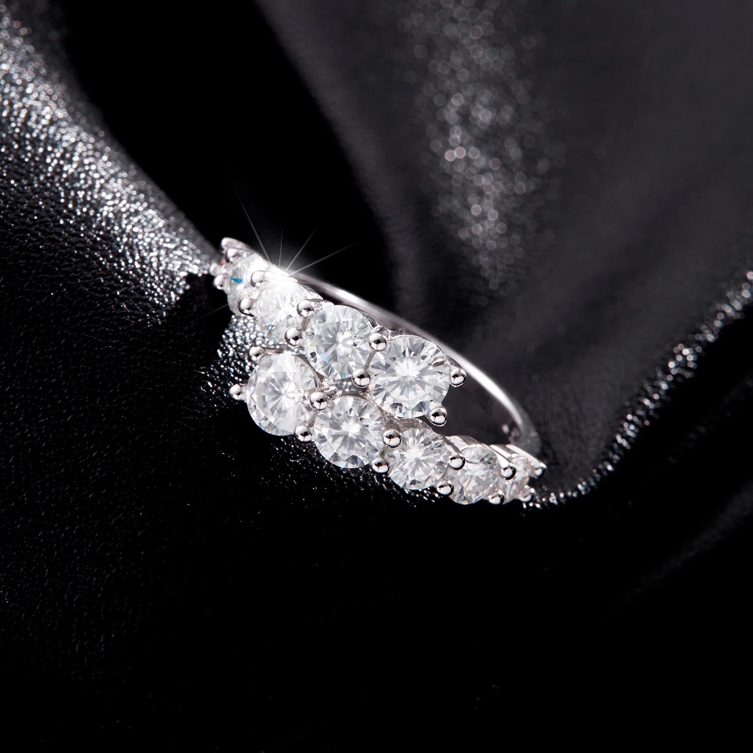 MODIAN 925 Sterling Silver Classic Luxury Round CZ Eternity Band Rings For Women Wedding Engagement Statement Jewelry Gift