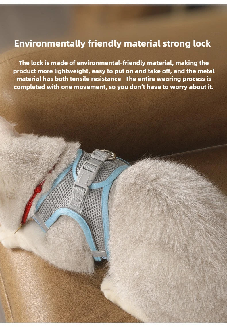 Pet Things Accessories Cute Adjustable  Collar and Leash Set for Walking Safe Reflective Soft Comfortable Vest For Small Medium Dog Cat Pet