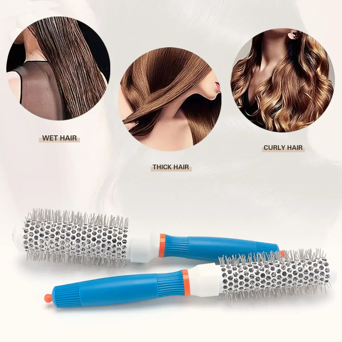 Professional Salon Hair Styling Brush Round Barrel Curly Hair Comb Hairdressing Comb Wet and Dry Dual Use Hairbrush Roller Tools