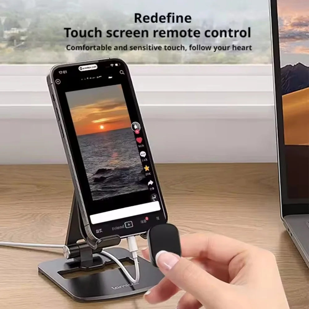 Mini Wireless Remote with Touchpad Scrolling Ring Bluetooth Page Turner for iPhone Android iPad Controller USB Rechargeable