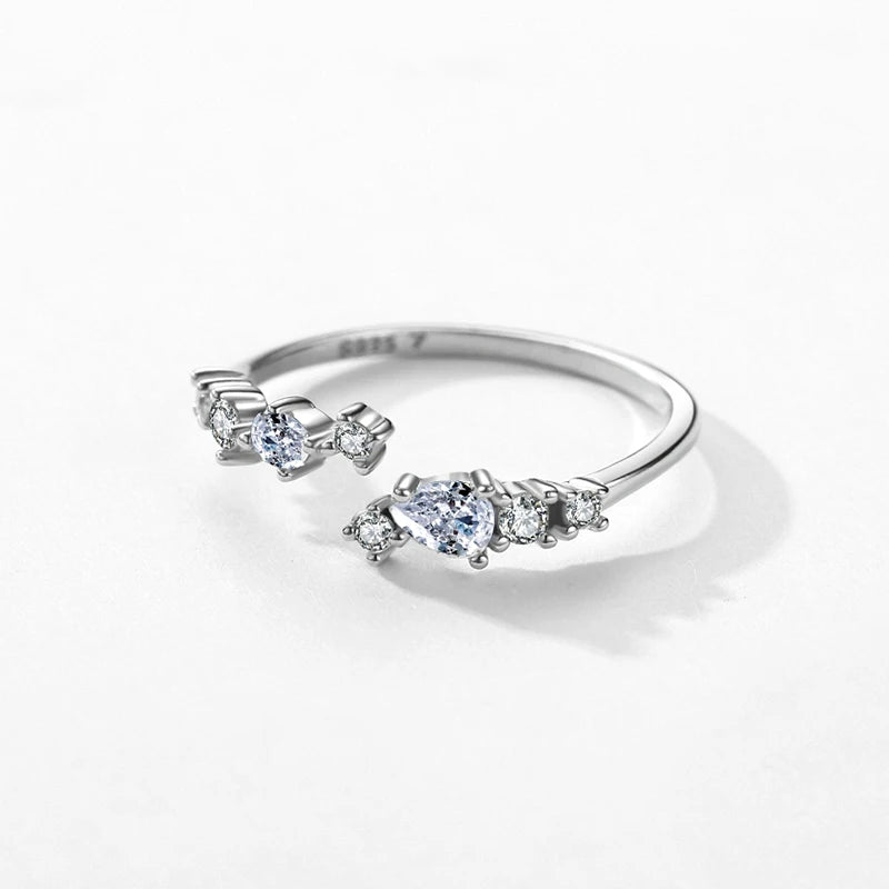 Modian New 925 Sterling Silver Minimalist Clear Zirconia Stackable Ring For Women Anniversary Wedding Band Simple Fine Jewelry