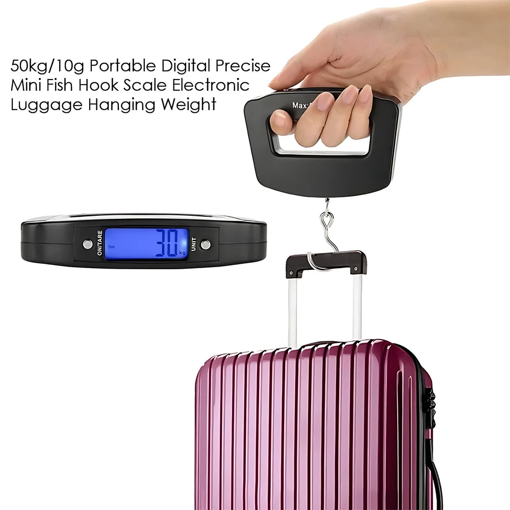 50kg/10g Digital Luggage Scale Electronic Portable Suitcase Travel Weighs with Backlight Electronic Travel Hanging Scales