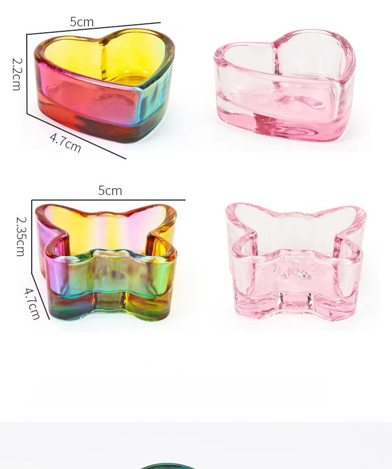 Acrylic Powder Liquid Crystal Glass Cup Aurora Colorful Cup Nail Brush Washing Mug Nail Art Tools Liquid Powders for Mixing Bowl