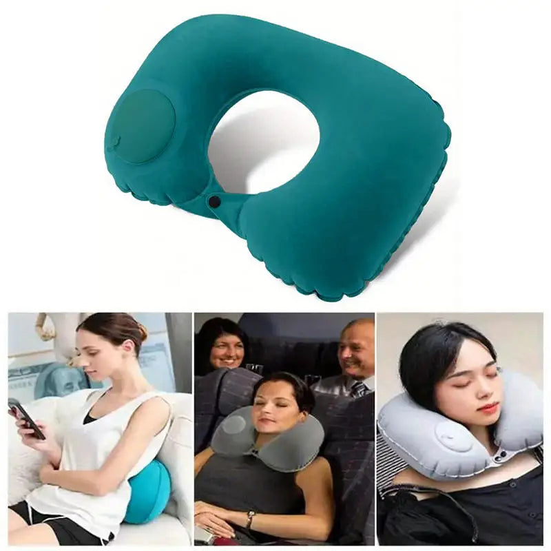 U-Shape Inflatable Neck Pillow Automatic Inflatable Super Light Cervical Pillow Head Rest Press to inflate Travel Pillows