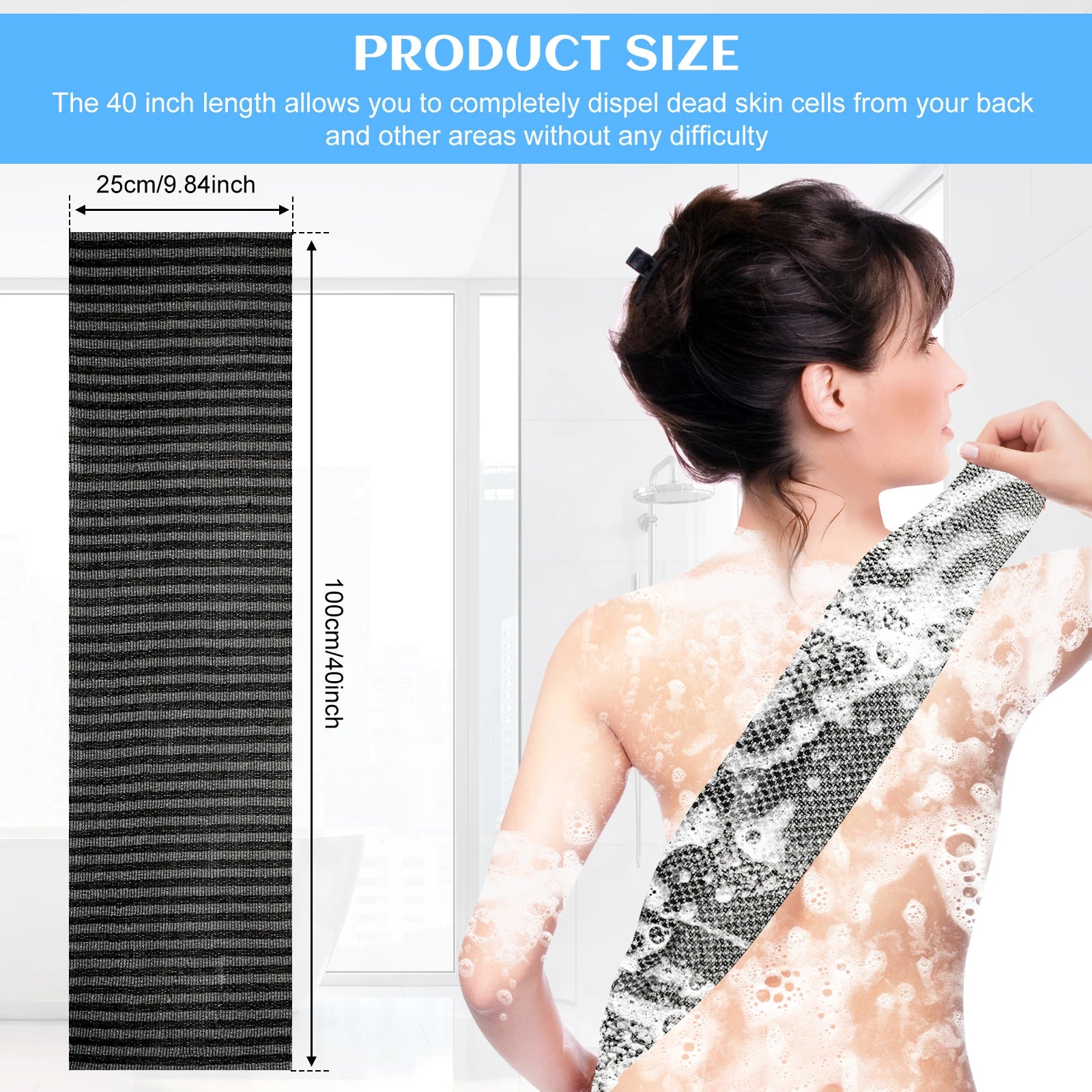 Double Effect Nylon Bath Towel Japanese Rubbing Washcloth for Back Exfoliating Scrub Shower Towels  Body Bathroom Accessories