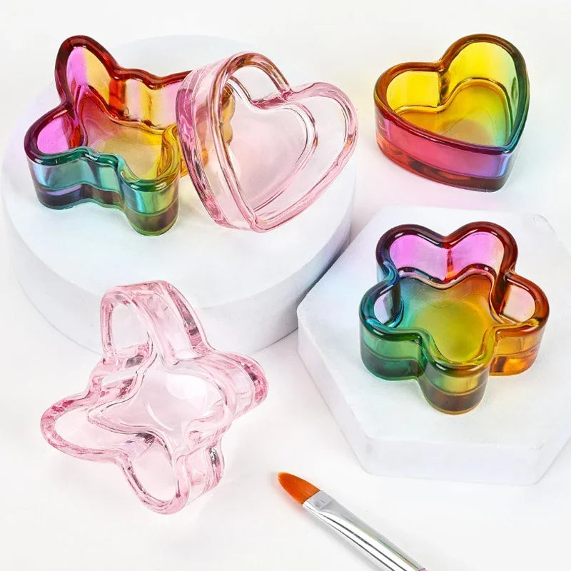 Acrylic Powder Liquid Crystal Glass Cup Aurora Colorful Cup Nail Brush Washing Mug Nail Art Tools Liquid Powders for Mixing Bowl