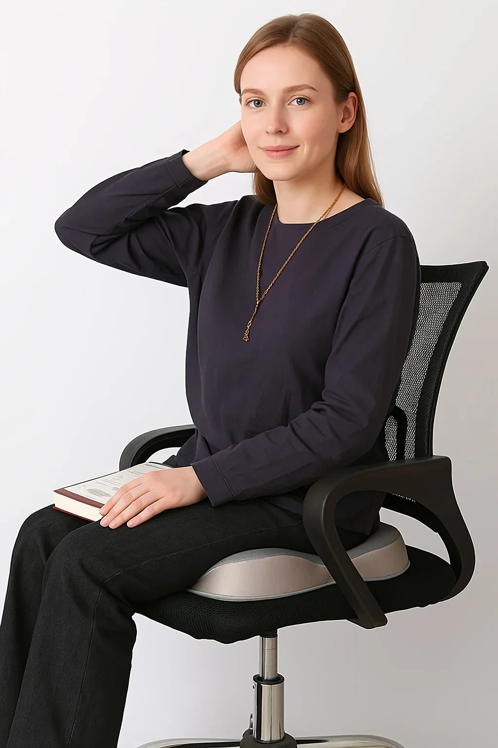 Memory Foam Seat Cushion Ergonomic Sitting Pad with Center Groove Ideal for Long Sitting in Office Home Car or Desk Chair