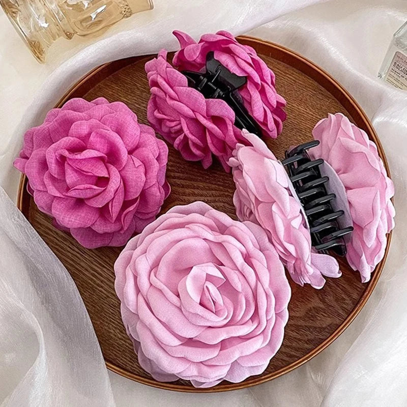 Fabric Rose Flower Hair Claw Clips For Women Girls Hair Clip Barrette Hairpins Hair Clamps Headwear Hair Accessories Gift