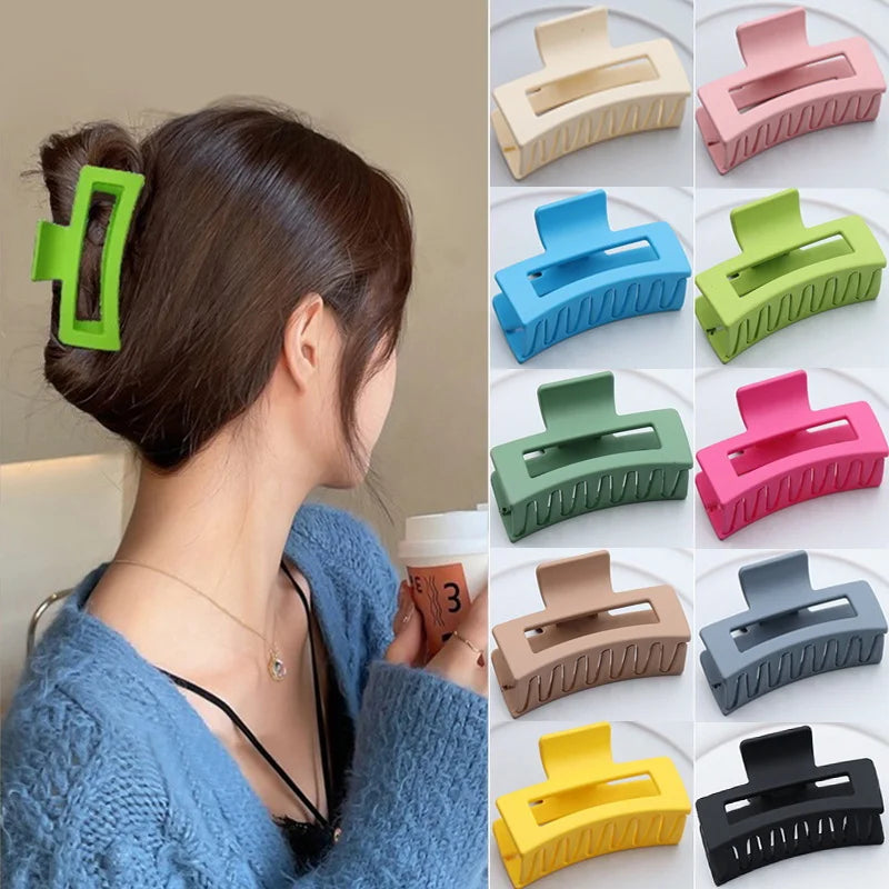 Women's Plastic Quadrate Hair Claws Hair Clips 8.5cm/3.35in Large Size Solid Barrette Crab Hair Clips Fashion Hair Accessories