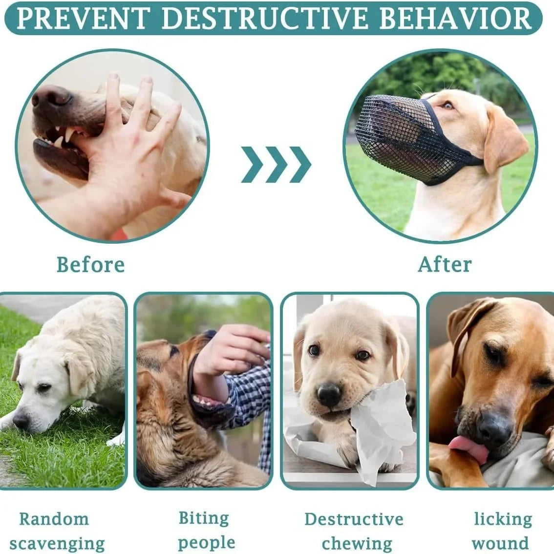Dog Mouth Cover Anti licking Anti biting Breathable Drinking water Adjustable Dog mouthpiece Dedicated Pet Mouth Cover