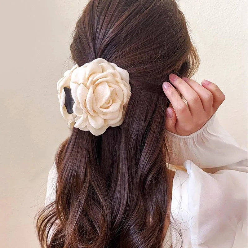 Fabric Rose Flower Hair Claw Clips For Women Girls Hair Clip Barrette Hairpins Hair Clamps Headwear Hair Accessories Gift