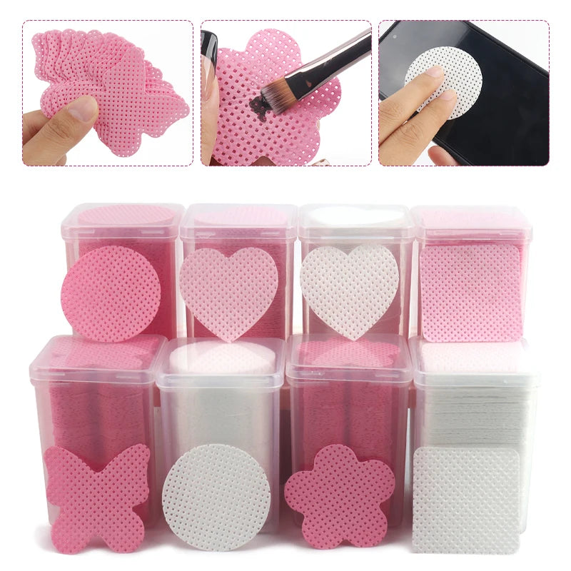 200PCS/Box Disposable Remover Cotton Pad Wipes Nail Polish Eyelashes Glue Cleaner Lint-Free Paper Pad Cleaning Manicure Supplies