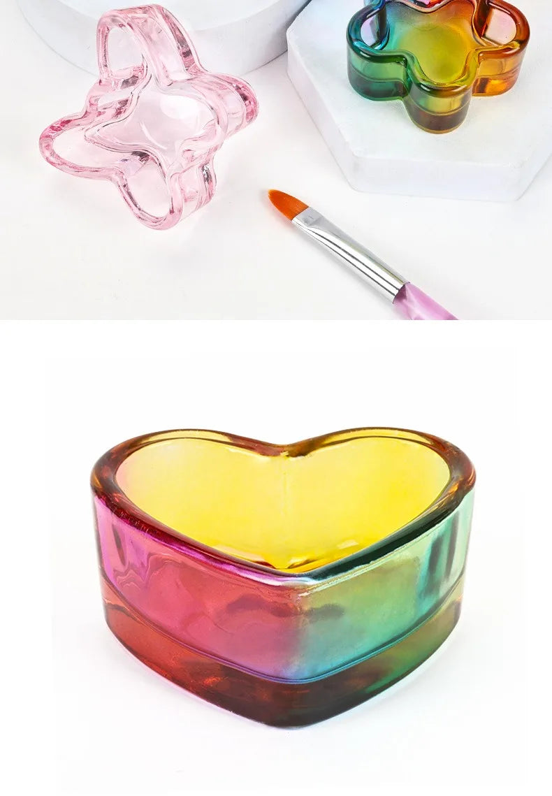 Acrylic Powder Liquid Crystal Glass Cup Aurora Colorful Cup Nail Brush Washing Mug Nail Art Tools Liquid Powders for Mixing Bowl