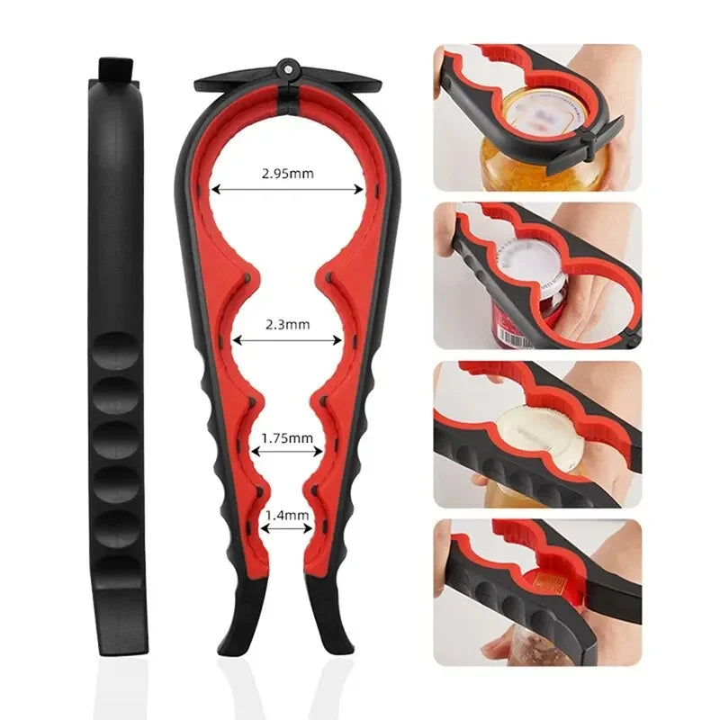 Multi Functional Can Opener Four In One Beverage Bottle Opener Cap Twister Four Position Can Opener Anti Slip Cap Twister