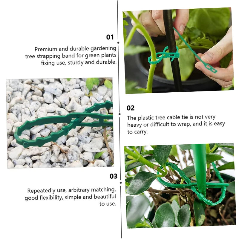 10-100pc Adjustable Plant Ties Flexible Garden Plant Ties Green Multi-Function Sturdy Garden Plant Twist Tie Plastic Garden Ties