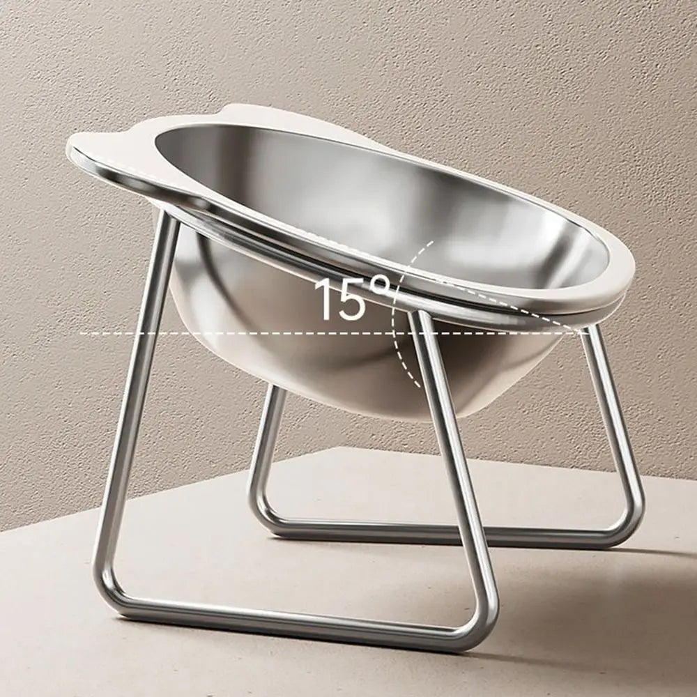 15 Degree Inclined Stainless Steel Cat Bowl Detachable Anti Overturning Elevated Cat Water Bowl Neck Protection Anti-flip