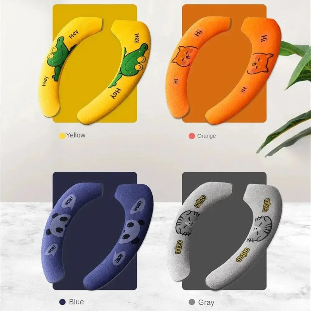 1 Pair Paste Toilet Seat Cover Cartoon Waterproof Reusable Soft Bathroom Toilet Seat Pad Cute Thick Sticky Closes Tool Seat Mat
