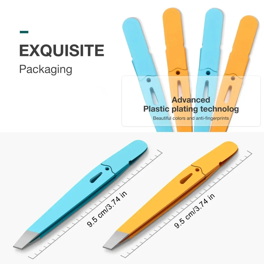 Colorful Eyebrow Tweezer High-Quality Stainless Steel Hair Beauty Fine Hairs Puller Slanted Eye Brow Clips Removal Makeup Tools