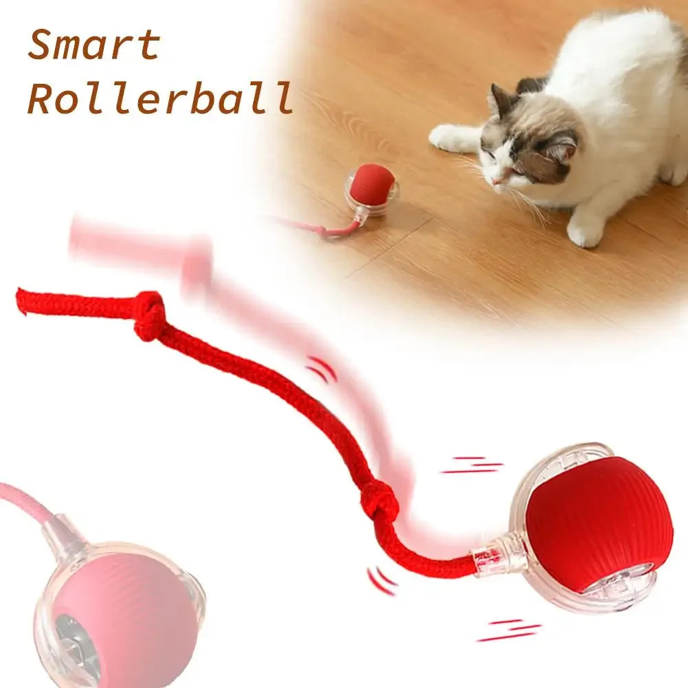 New Cat Interactive Ball Toy Automatic Rolling Ball Faux Tail Rechargeable Smart Pet Electric Toy Dog Cat Training Imitate Mouse