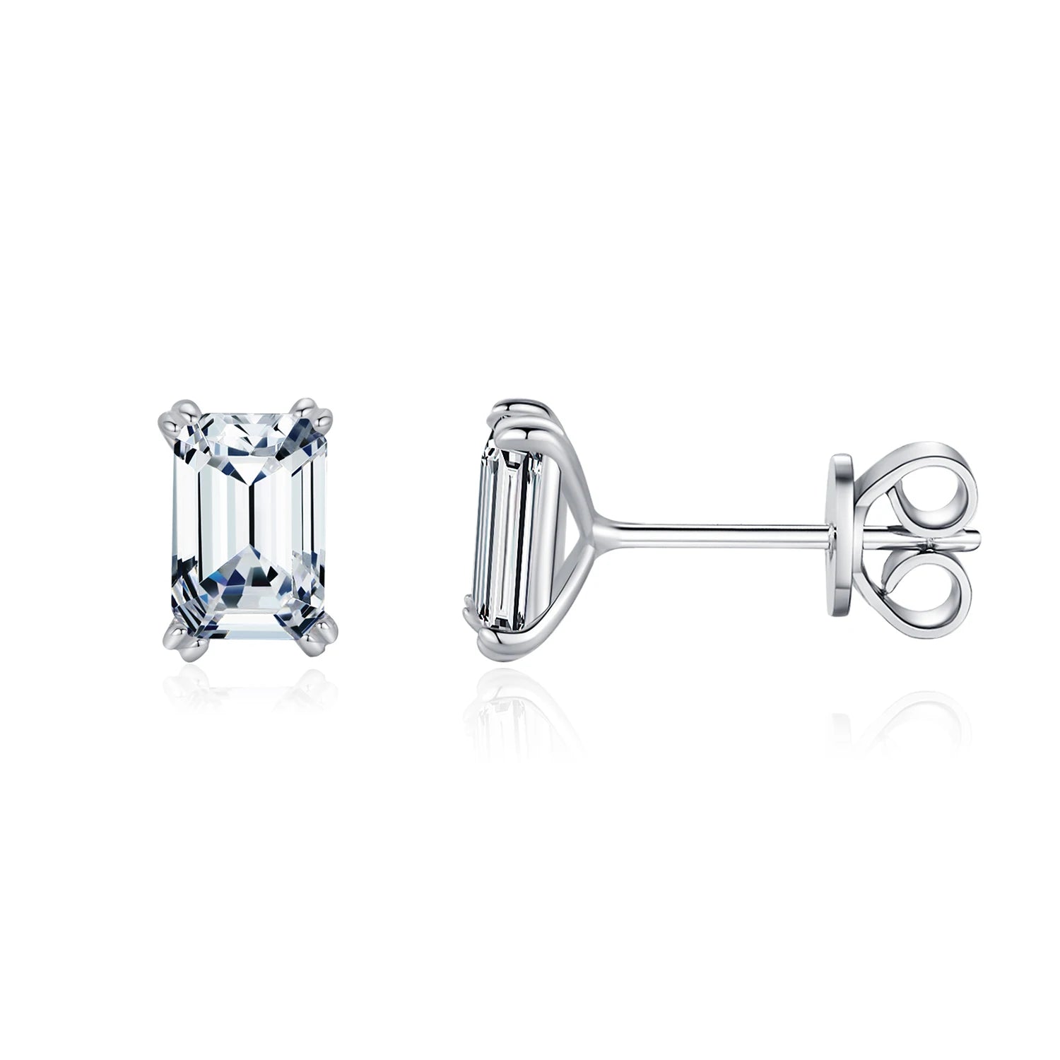 MODIAN 925 Sterling Silver Simple Emerald Cut CZ Stud Earrings Hypoallergenic Earrings For Women Wedding Engagement Fine Jewelry