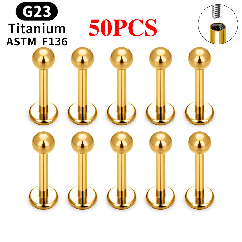 G23 Ttianium Piercing Labret Lip Stud Ring CZ 16G Internal Thread Stud Earring Ear Tragus Cartilage Helix Daith Jewelry