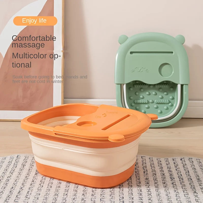 Foldable Foot Bath Tub with Built-in Massager - Large Relaxation Pool for Soaking, No Electricity Needed, For Home Bathroom