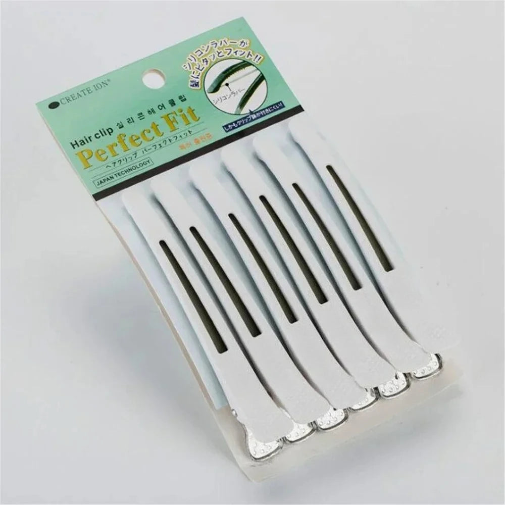 6pcs Professional Hair Clips Styling Sectioning Non Slip No-Trace Duck Billed Hair Clips Band Salon Home Hair Cutting Clips