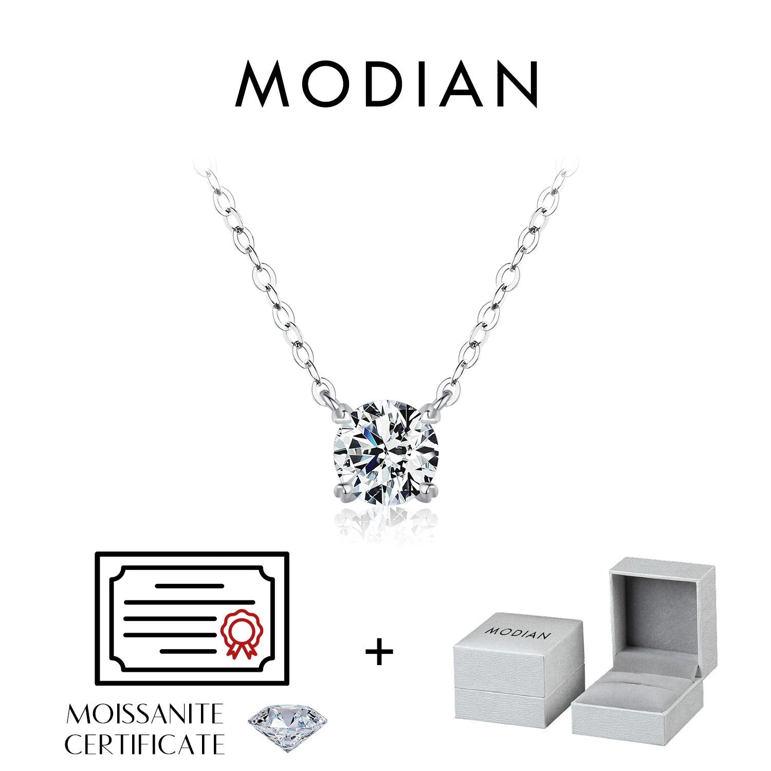 MODIAN Moissanite Pendant Necklace D Color 0.8CT Lab Diamond For Women Wedding Engagement 925 Sterling Silver Fine Jewelry Gift
