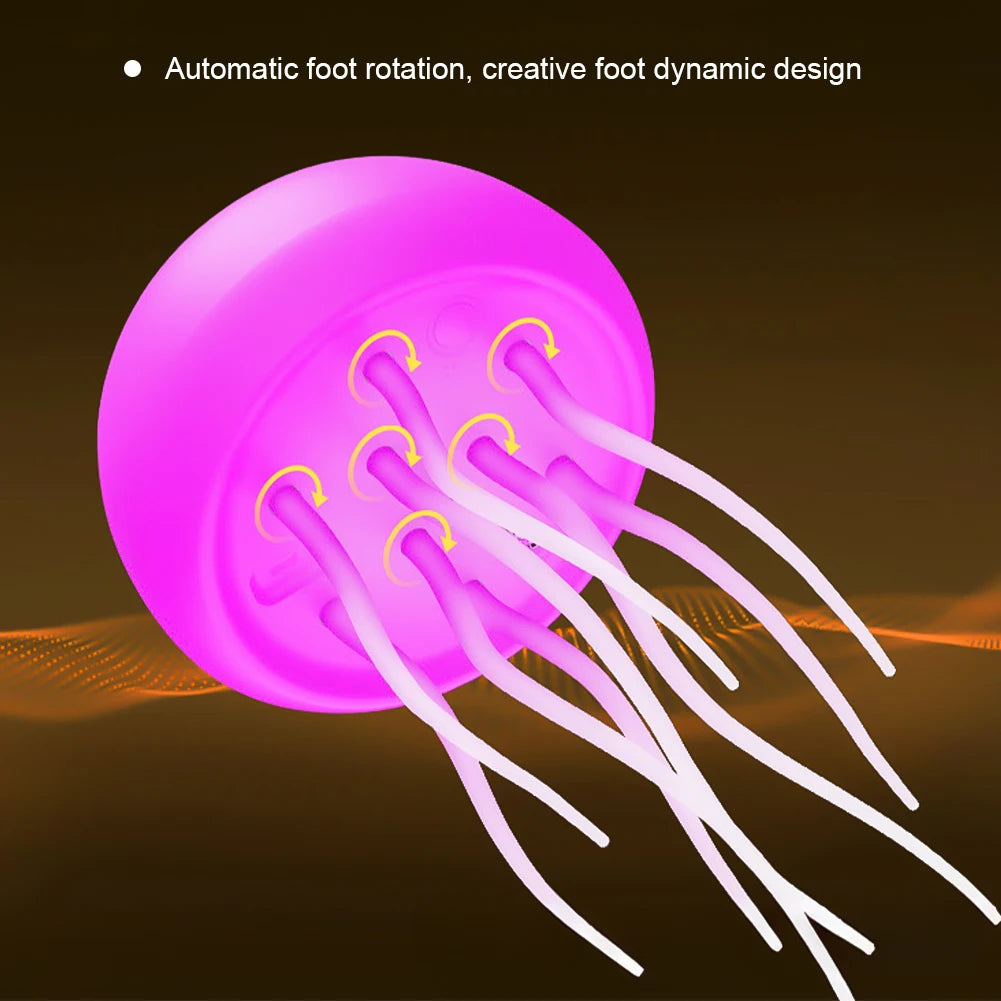 Gradient Voice Control Jellyfish Night Light RGB Cute Jellyfish Bedside Lamp Type-C Charging LED Night Lamp