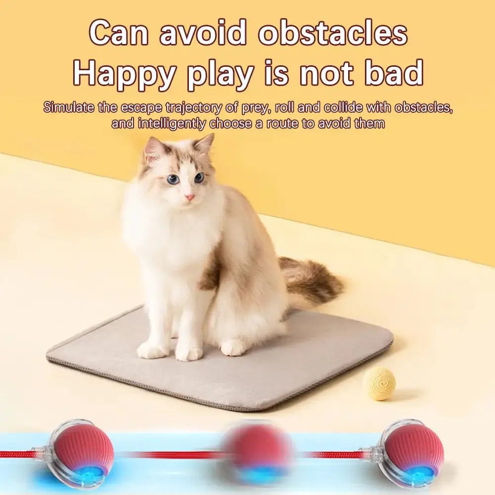 New Cat Interactive Ball Toy Automatic Rolling Ball Faux Tail Rechargeable Smart Pet Electric Toy Dog Cat Training Imitate Mouse