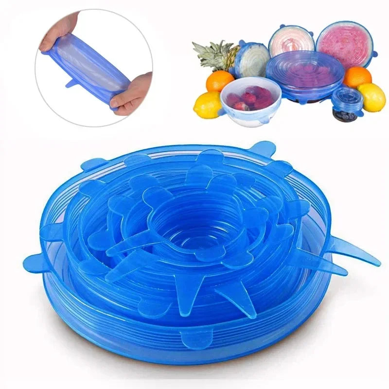 Adjustable Elastic Silicone Caps Refrigerator For Kitchen Accessories Cover Adaptive Kitchen Storage Organization Food Dishes