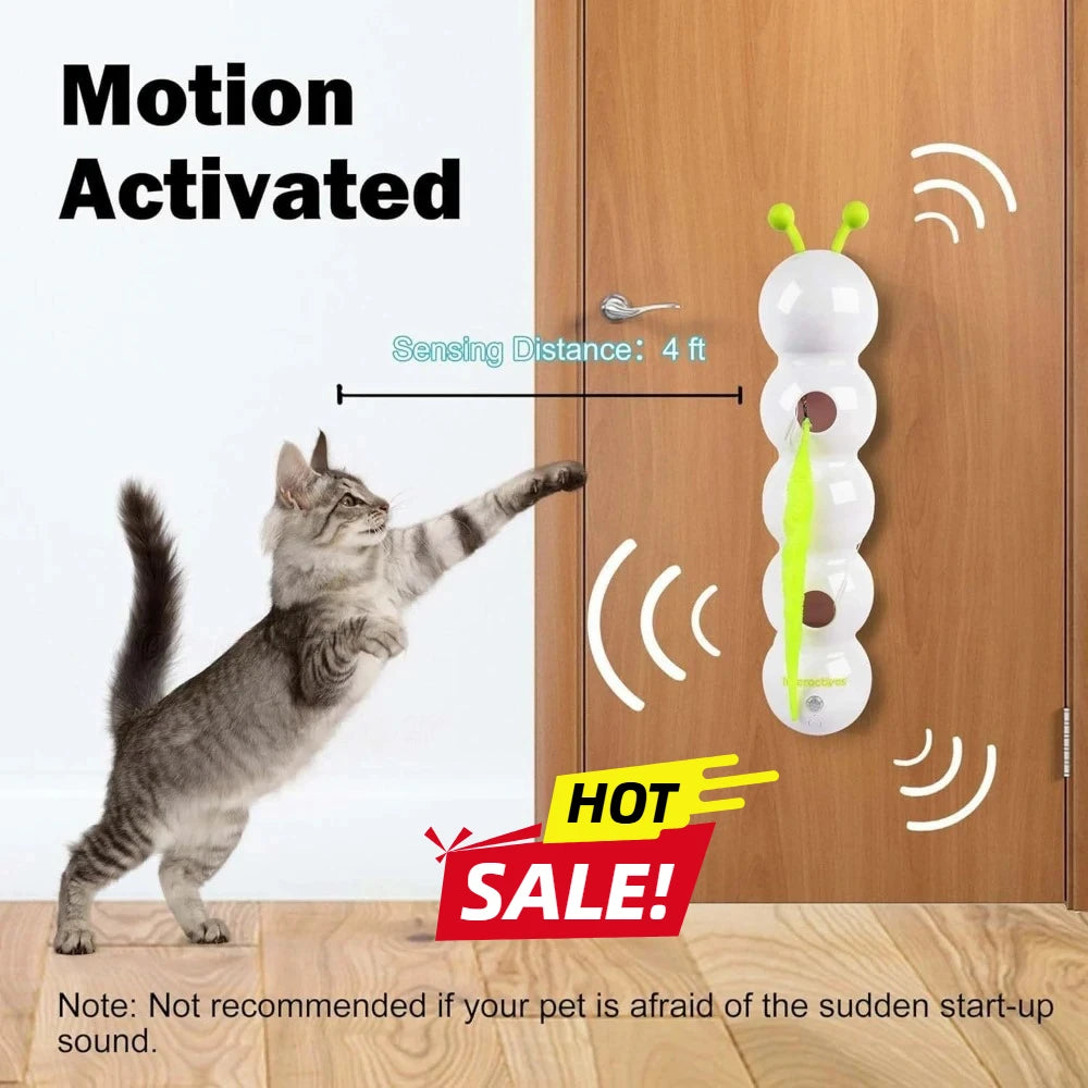 Creatives Durable Scratch Resistant Cat Teasing Stick Intelligent Sensing Interactive Cats Toy Usb Rechargeable Caterpillars Toy