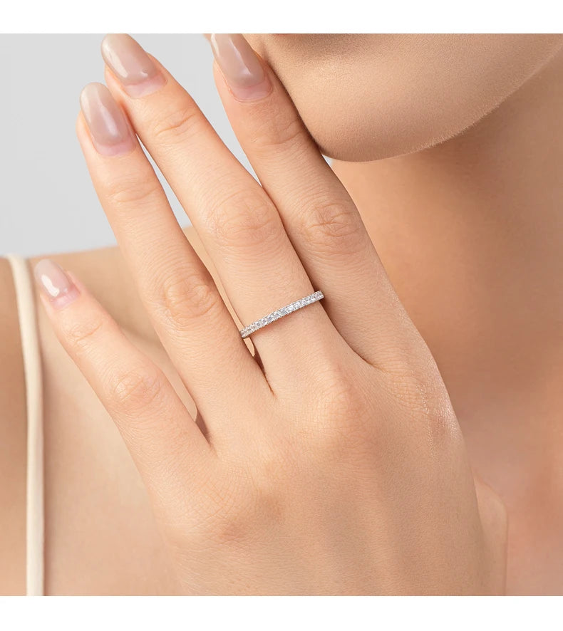 MODIAN 925 Sterling Silver And Gold Classic Sparkling Zircon Wedding Engagement Band Promise Bridal Ring For Women Fine Jewelry Gift