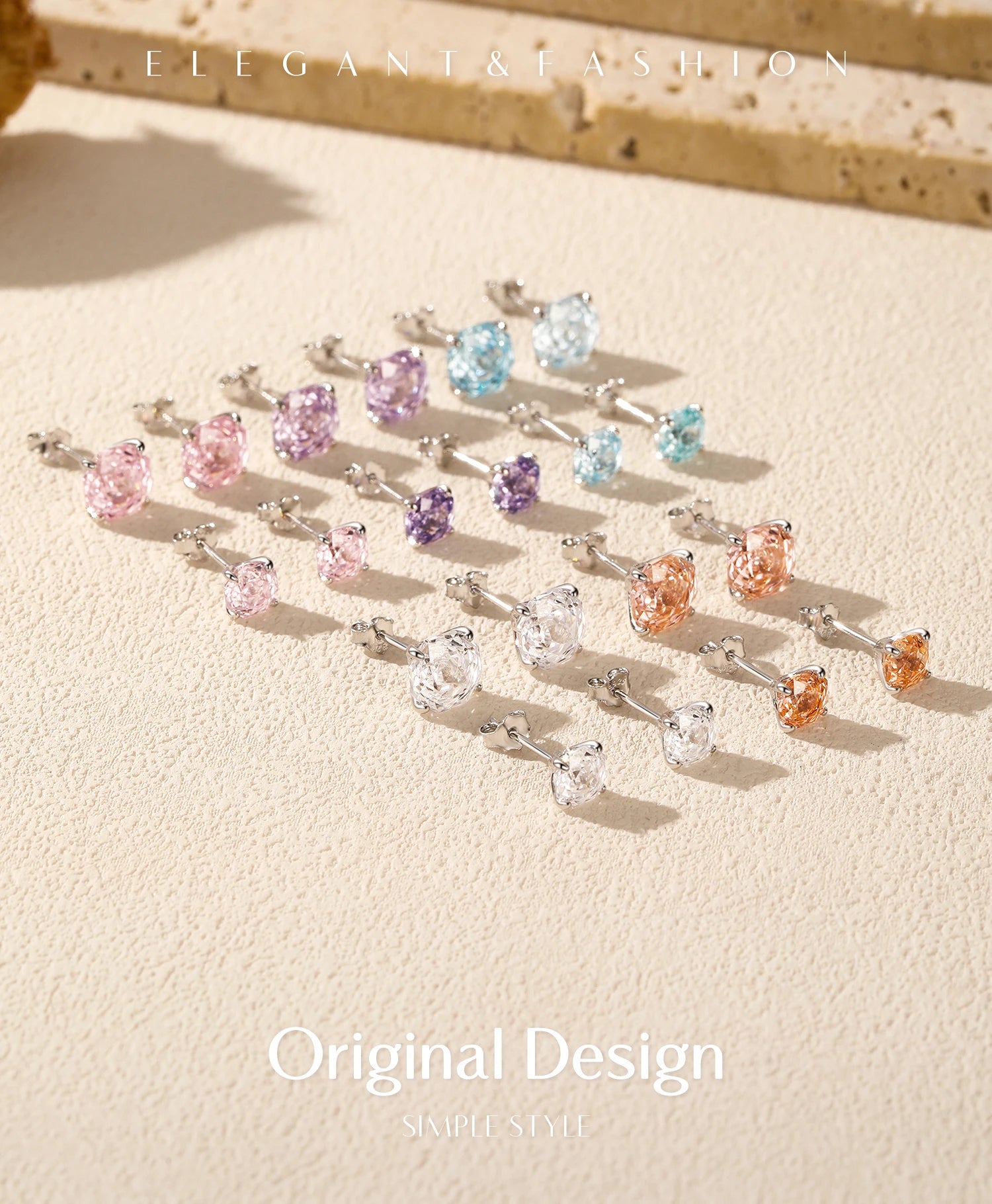 MODIAN 925 Sterling Silver Polygon Multi-Color Rose Cut Cubic Zirconia Luxury Stud Earrings For Women Party Fine Jewelry