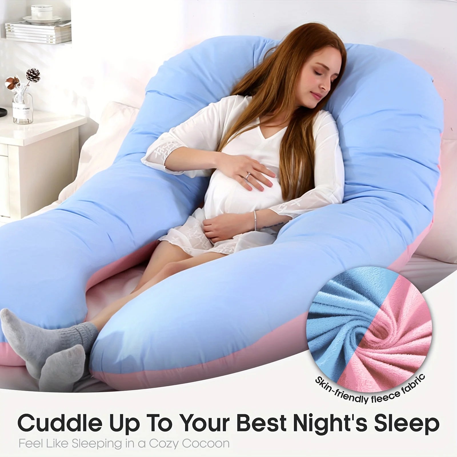 New U-Shaped Extra Large Pregnancy & Adult Luxury Full-Body Maternity Sleep Pillow, Ideal for Side Sleepers