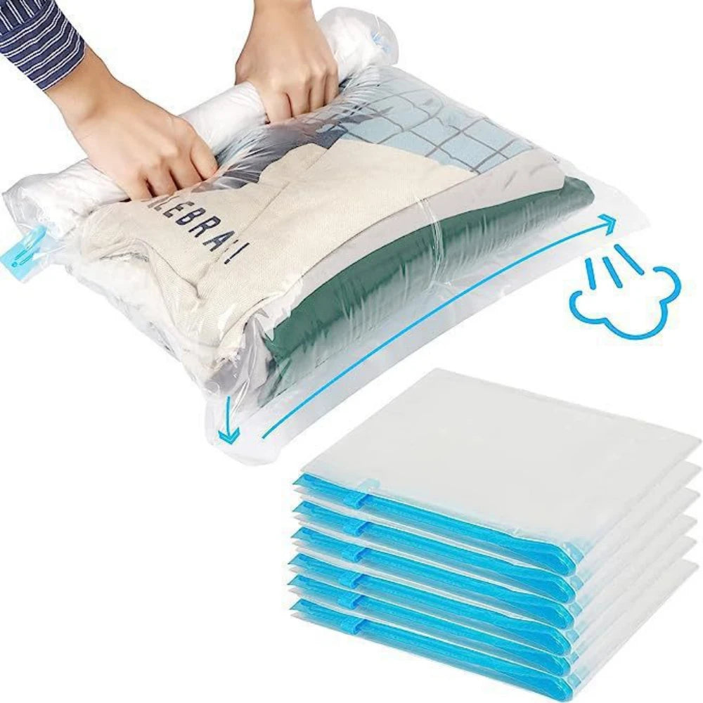 Travel Roll-up Compression Bag Vacuum Bags for Storing Clothes Save 75% of Storage Space No Air Pump Required Pack Vacuum Home