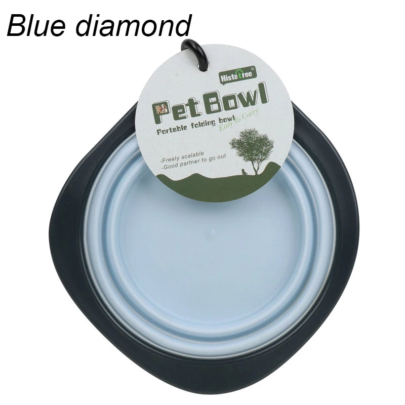 Pet Folding Silicone Bowl Collapsible Dog Outdoor Travel Portable Puppy Food Feeder Dish Bowl Silicone Dog Feeder Bowl 2 In 1
