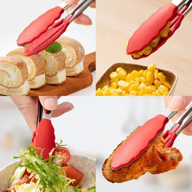 Food Tongs Creative Non-slip BBQ Grilling Tongs Salad Bread Cooking Clip Clamp Serving Utensils Tongs Kitchen Accessories