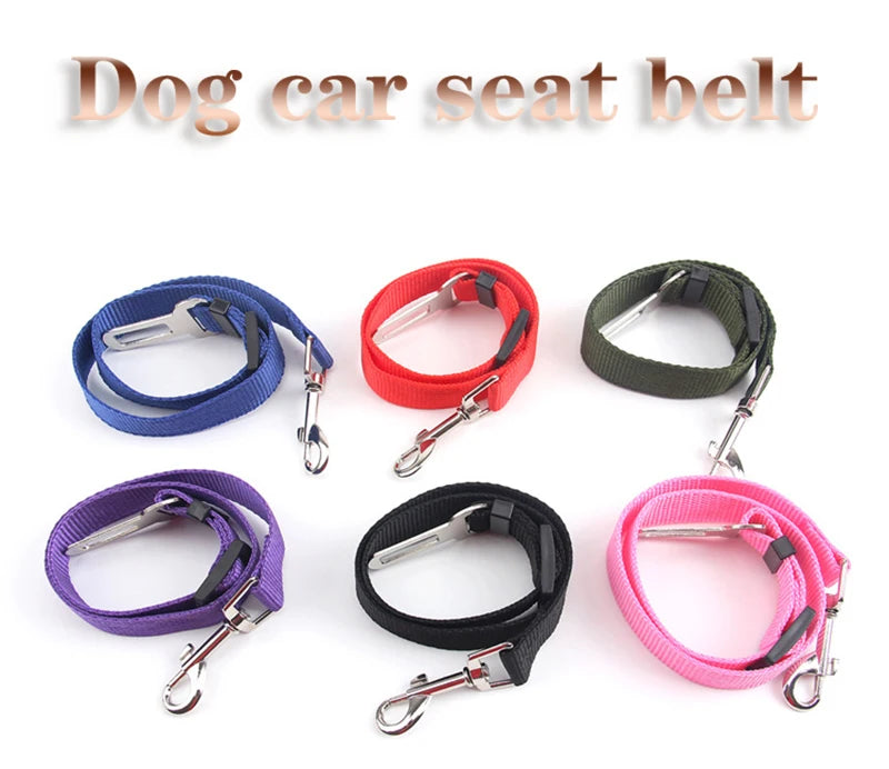 Adjustable Pet Dog Car Seat Belt Pet Seat Vehicle Dog Harness Lead Clip Safety Lever Traction Dog Collars Dog Accessories