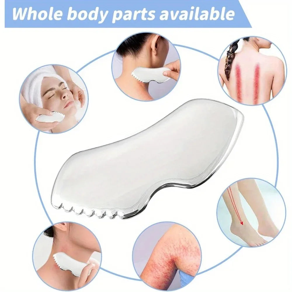 Stainless Steel Gua Sha Facial Tools Metal Detail Gua Sha Stone Body Massager Face Guasha Face Sculpting Tool Skin Care