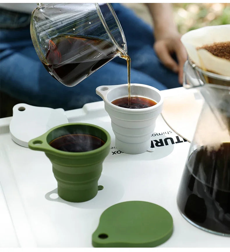 180ML Silicone Portable Folding Cup Mini Retractable CupTeacup Outdoor Travel Coffee Telescopic Drinking Mug with Lid